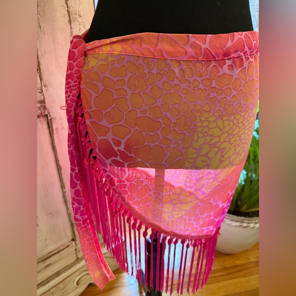 Tinibikini swim wrap cover up w/fringe hem. OSFM. NWT. Pink.Festival, beach, - Picture 2 of 8